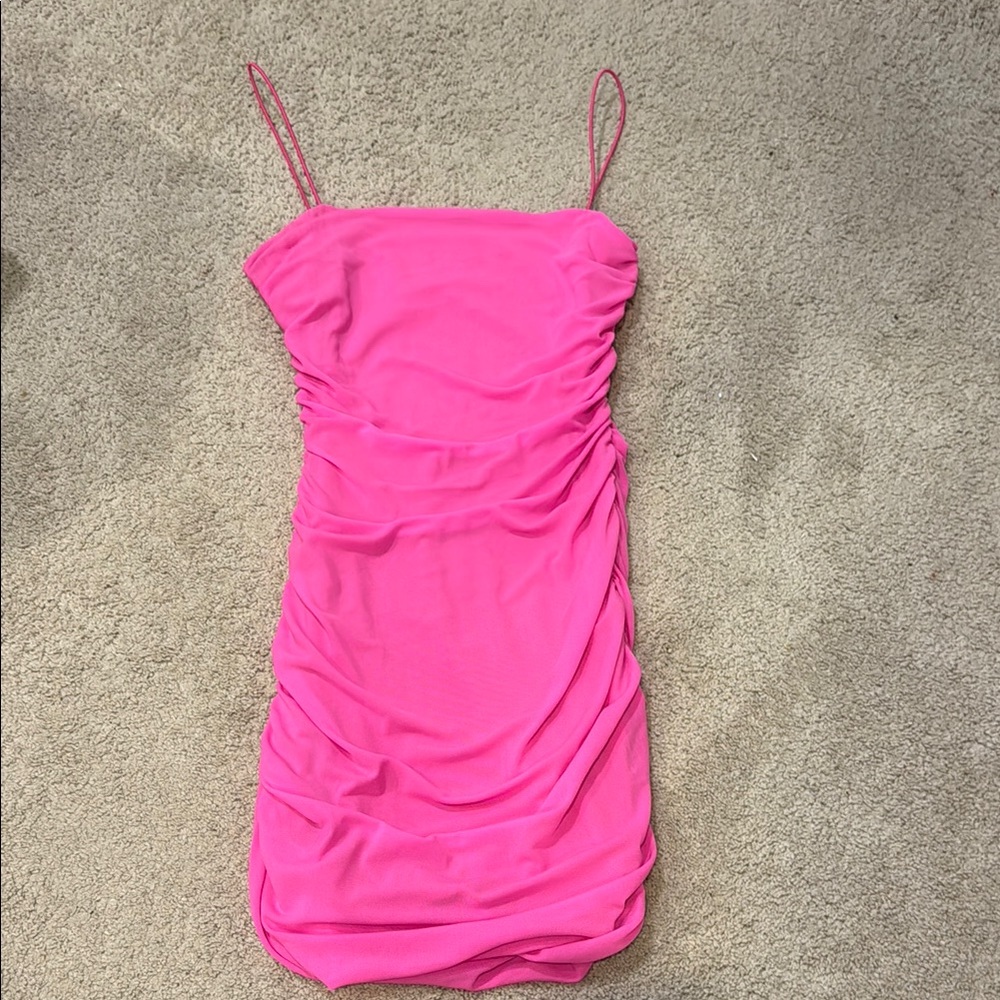 Princess Polly Pink Ruched Spaghetti Strap Mini Dress